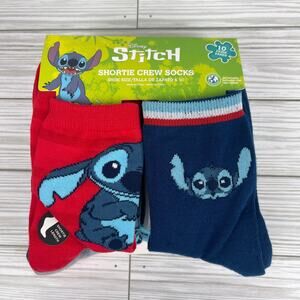 F0073 Disney Stitch Women's Graphic Crew Socks 10-Pack Sizes 4-10